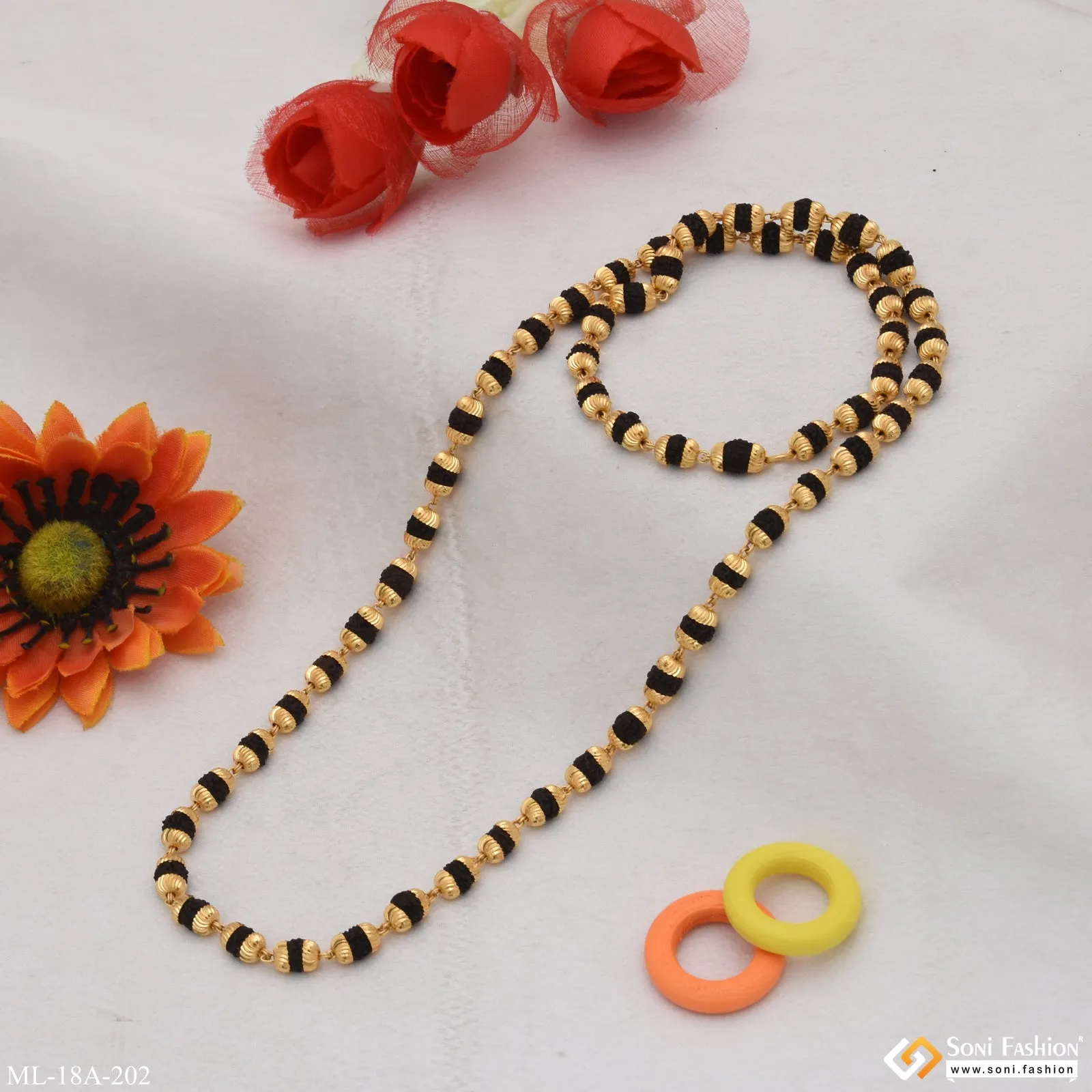 1 Gram Gold Forming Cute Design Best Quality Rudraksha Mala for Men - Style A202