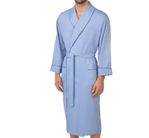 100% COTTON SHAWL COLLAR BATH ROBE NAVY PIPING