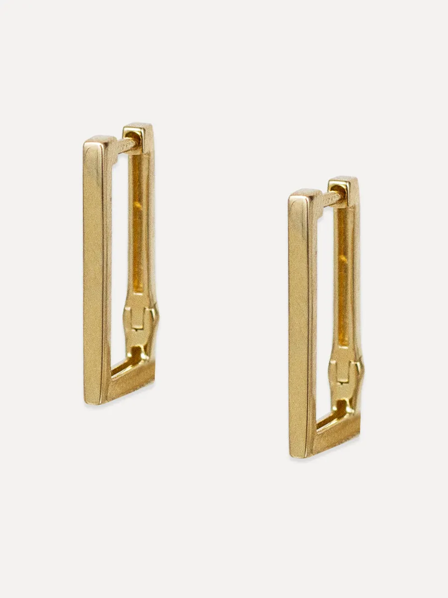 14K Polished Gold Rectangle Huggies