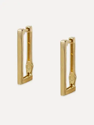 14K Polished Gold Rectangle Huggies