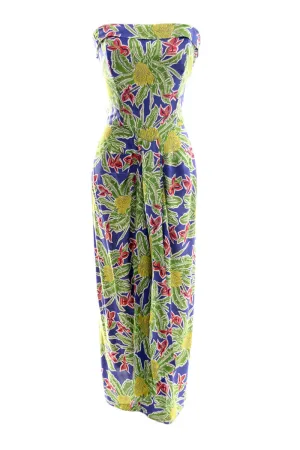 1940s Alfred Shaheen Vintage Dress Strapless Tropical Honolulu