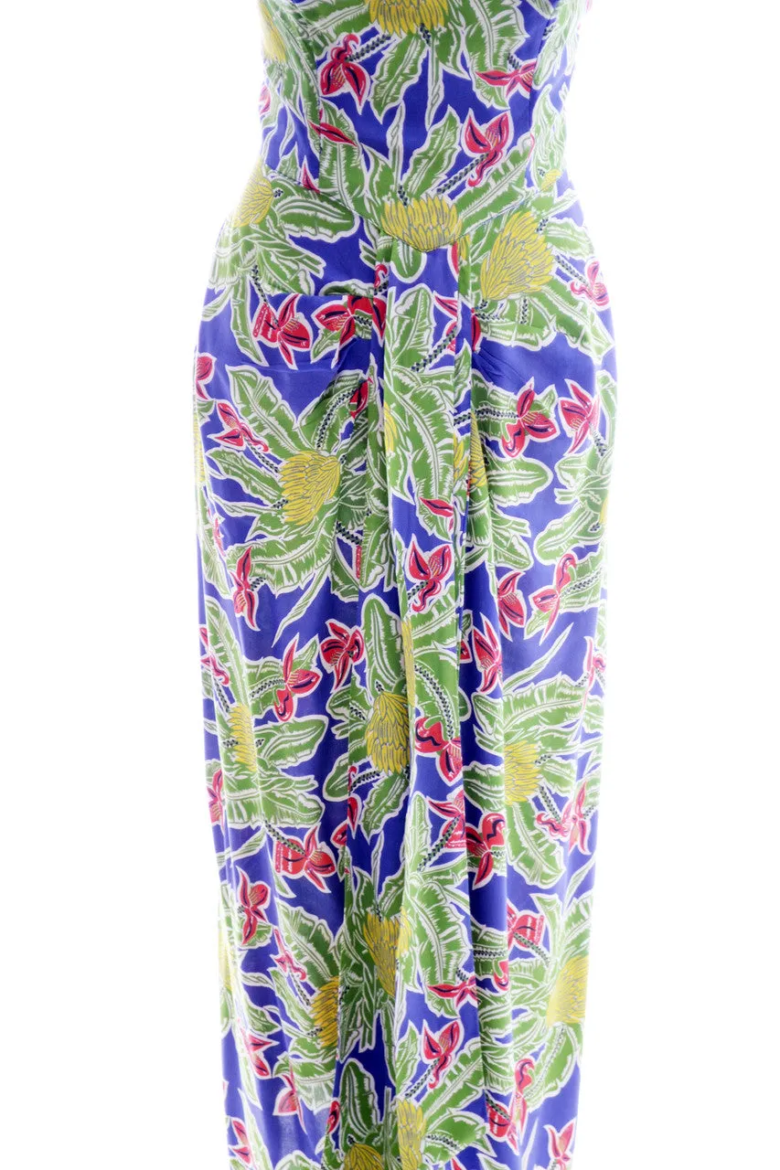 1940s Alfred Shaheen Vintage Dress Strapless Tropical Honolulu