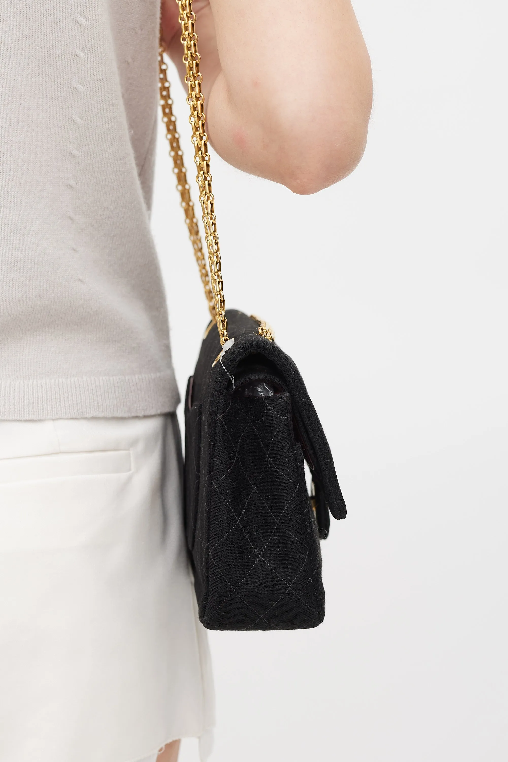 1996/97 Black Jersey & 24K Gold Double Flap Bag