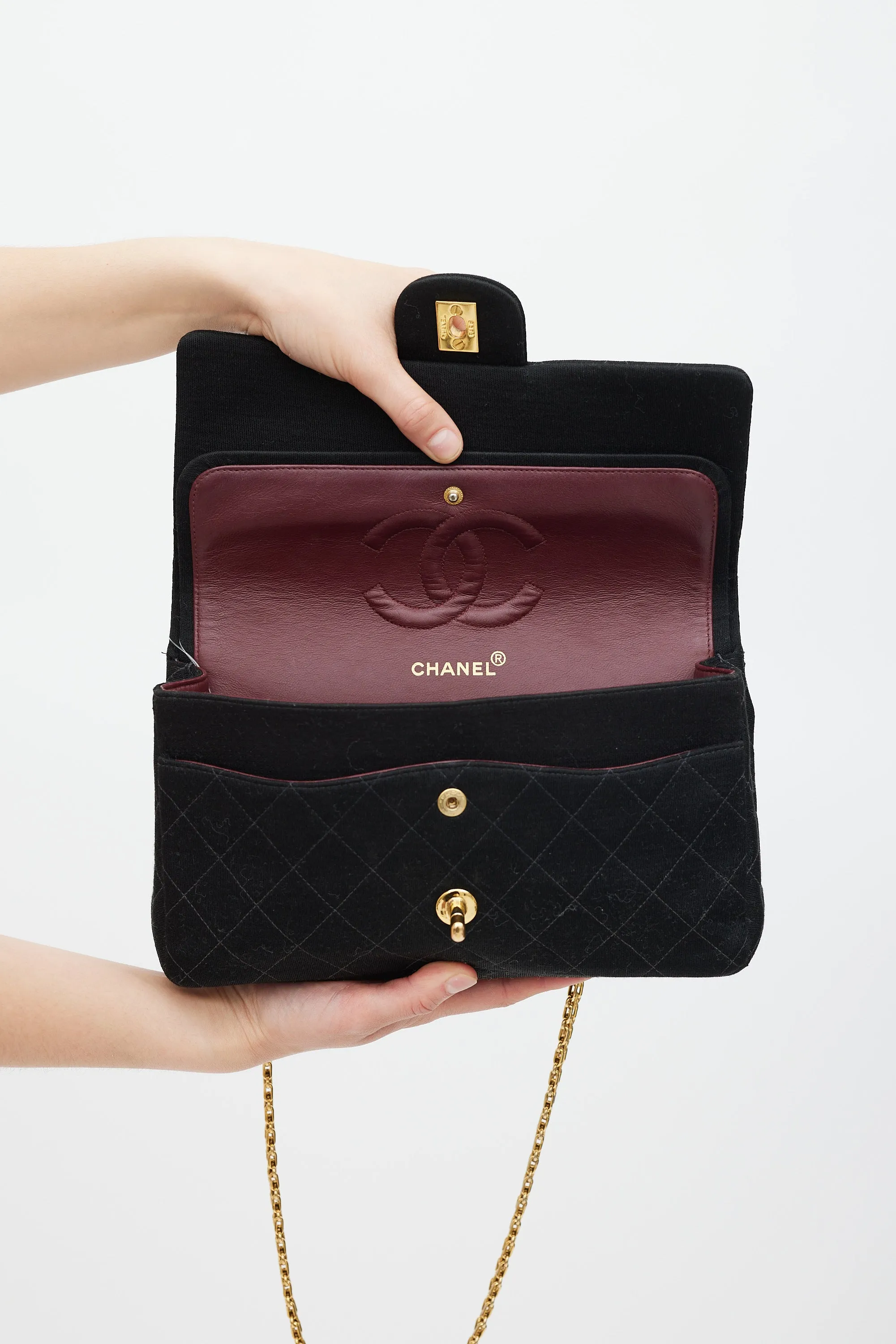 1996/97 Black Jersey & 24K Gold Double Flap Bag