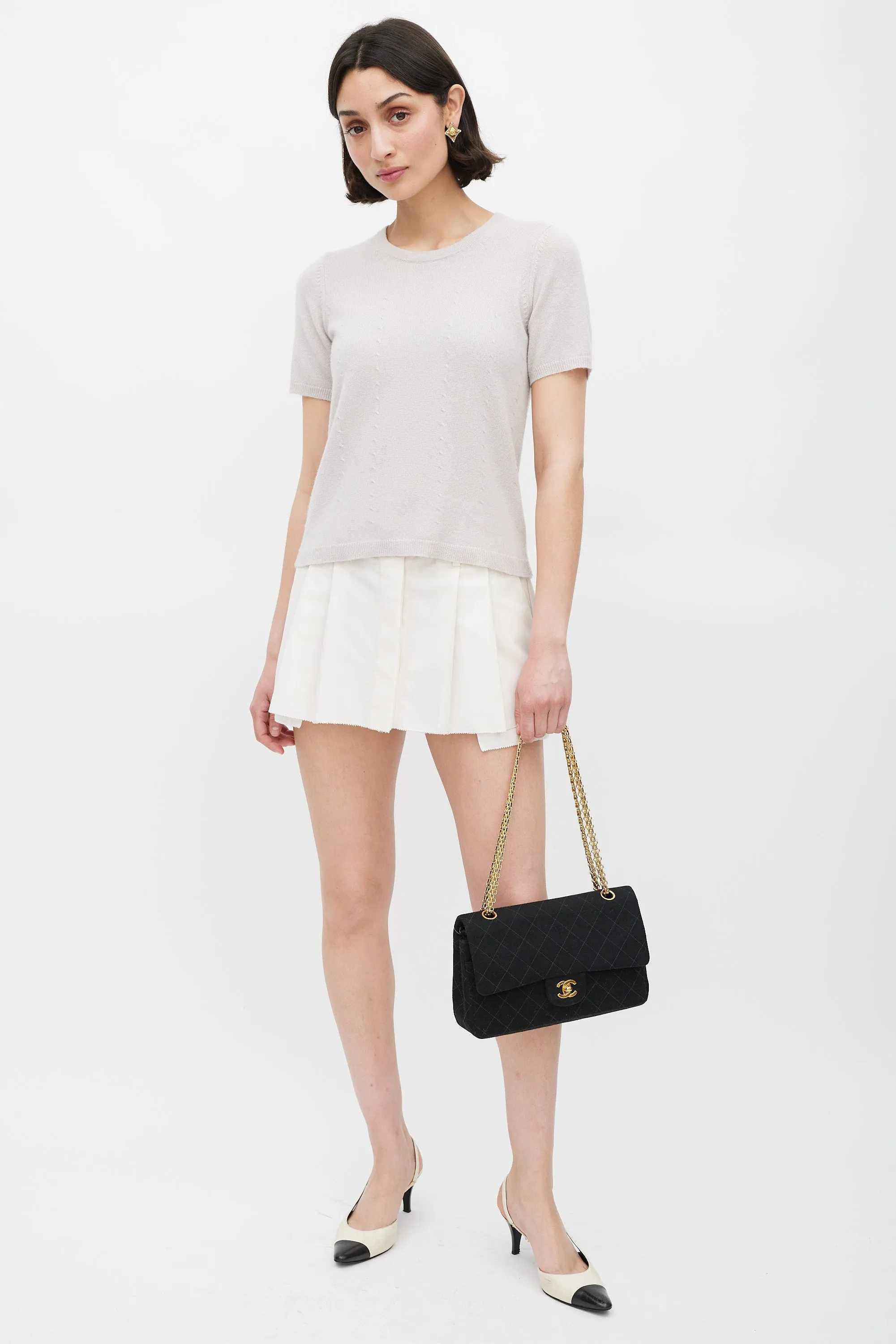 1996/97 Black Jersey & 24K Gold Double Flap Bag