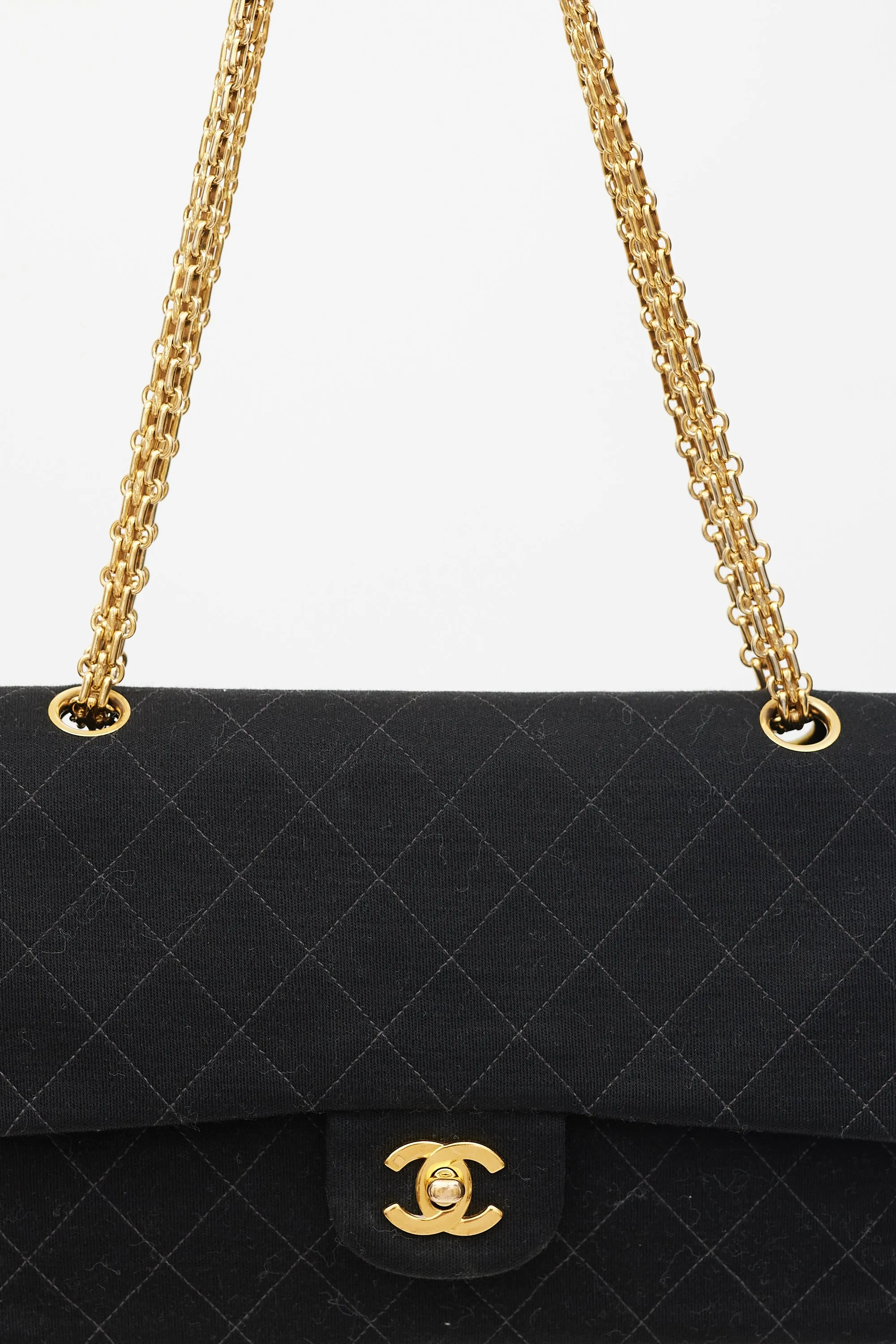 1996/97 Black Jersey & 24K Gold Double Flap Bag