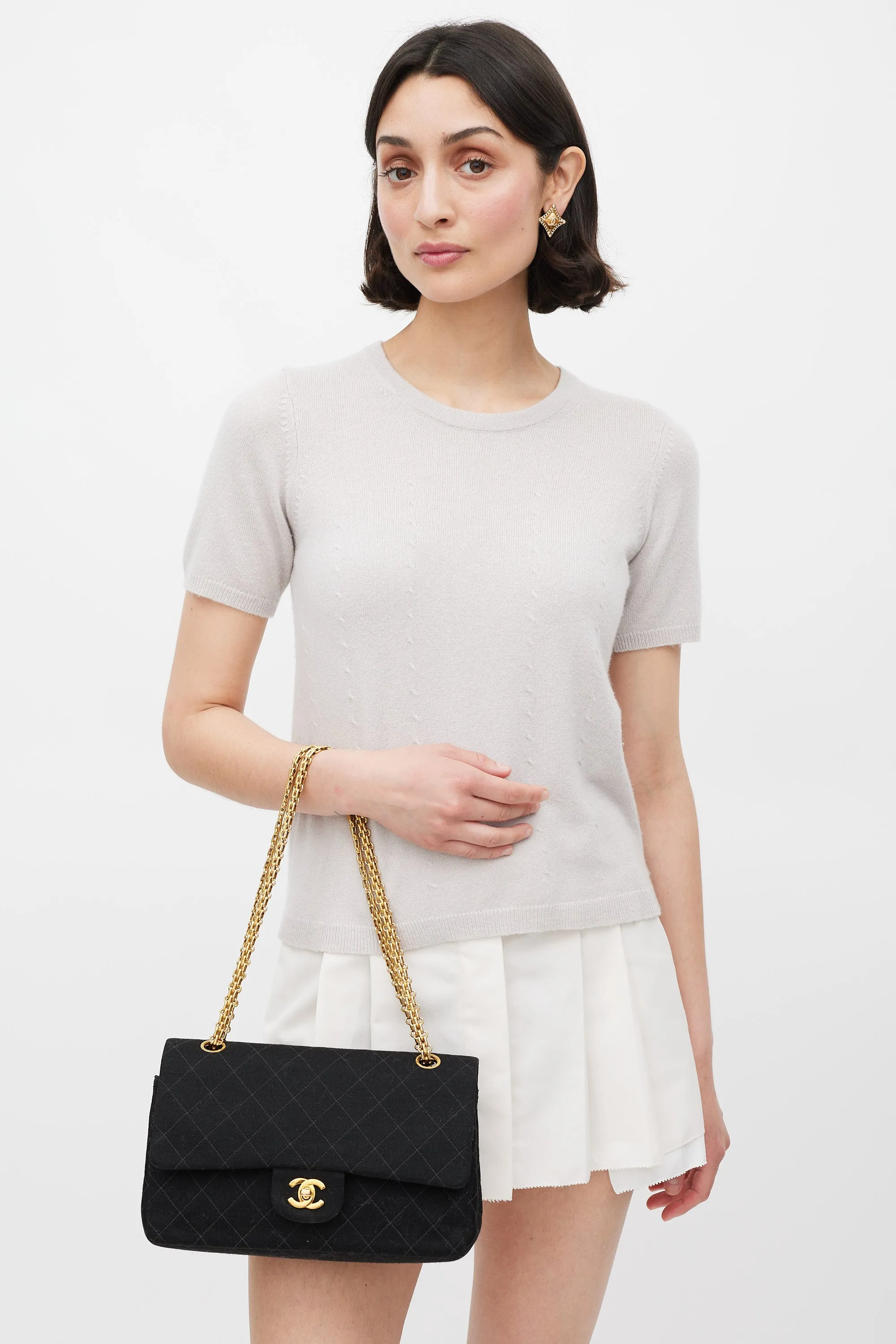 1996/97 Black Jersey & 24K Gold Double Flap Bag