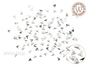 3 x 4mm Silver Textured Triangle Metal Studs - 25 pcs