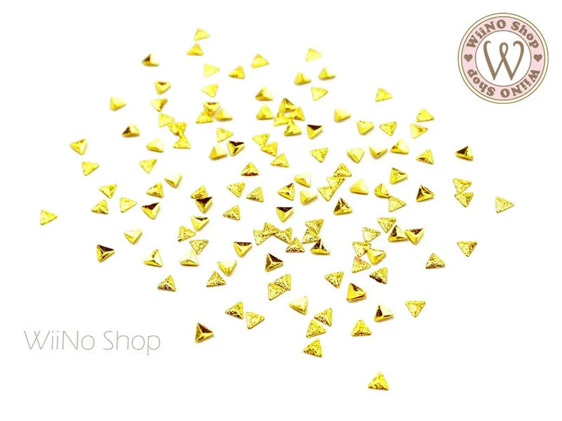 3mm Gold Textured Triangle Metal Studs - 25 pcs