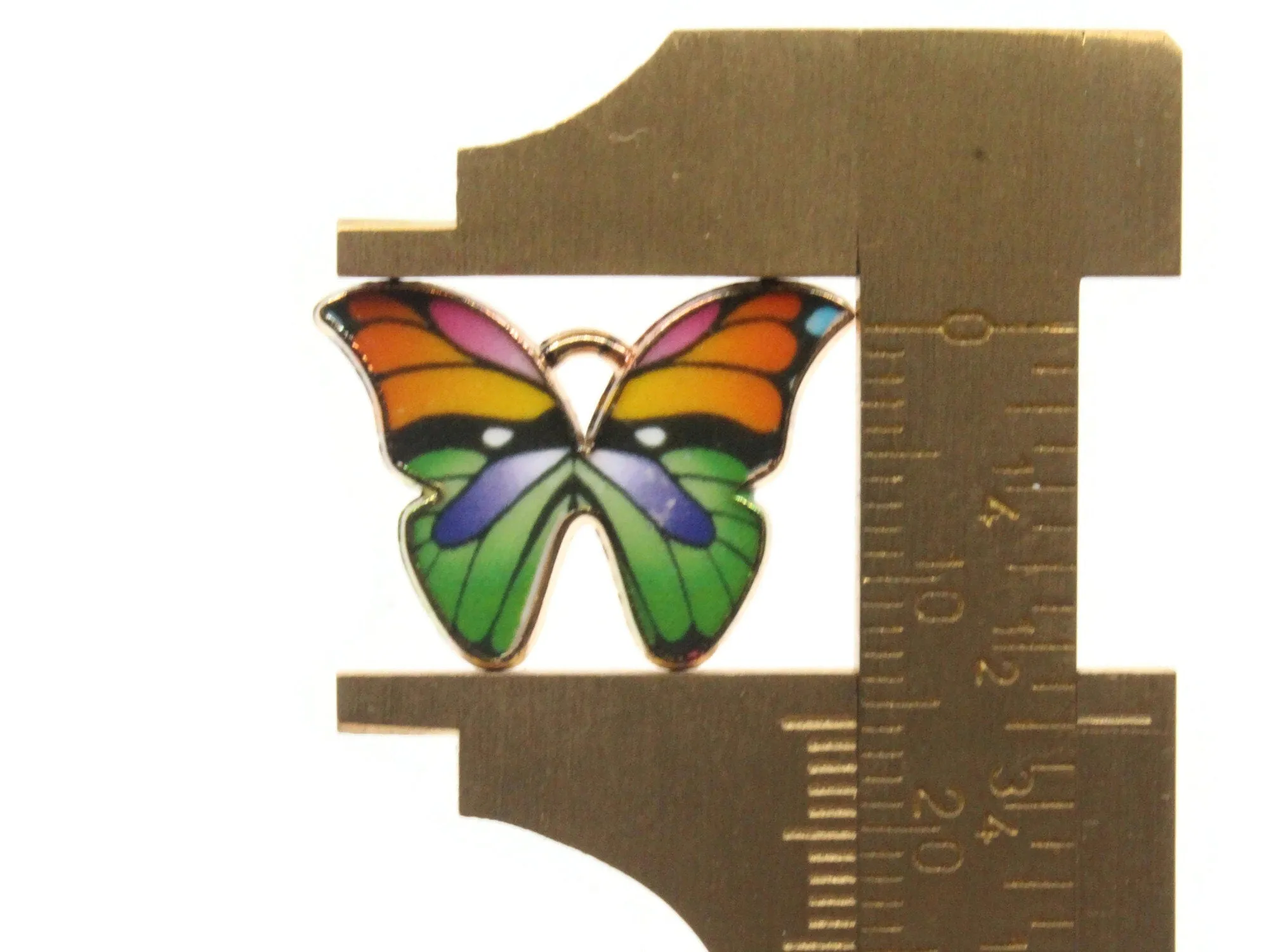 4 22mm Alloy Metal Butterfly Multicolor Enamel Moth Gold Tone Charms