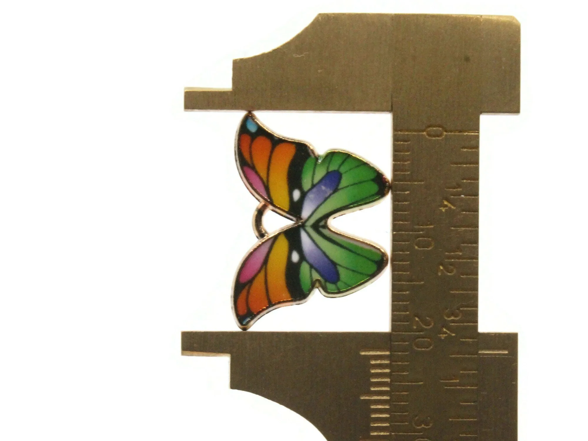 4 22mm Alloy Metal Butterfly Multicolor Enamel Moth Gold Tone Charms