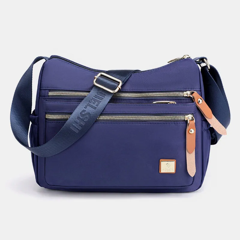 4 Zip Crossbody Nylon Purse for Women Casual Shoulder Bag