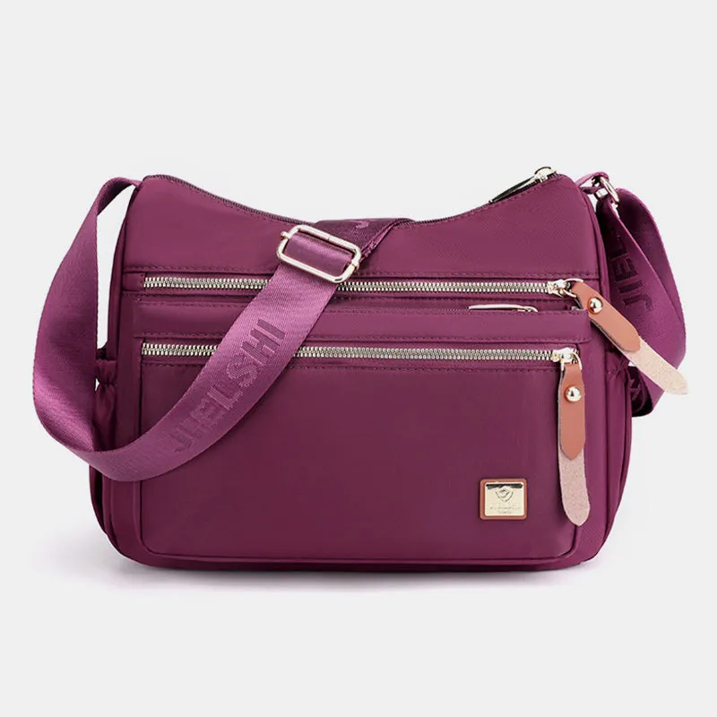 4 Zip Crossbody Nylon Purse for Women Casual Shoulder Bag