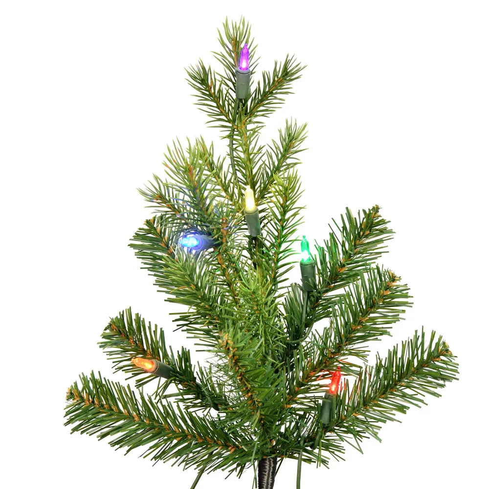 6.5' x 35" Moutauk Pine Artificial Christmas Pencil Tree Multi-colored LED