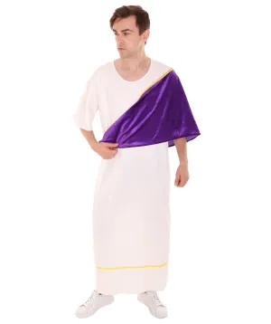 Adult Men's Roman Dictator Historical Costume | White and Purple Cosplay Costume
