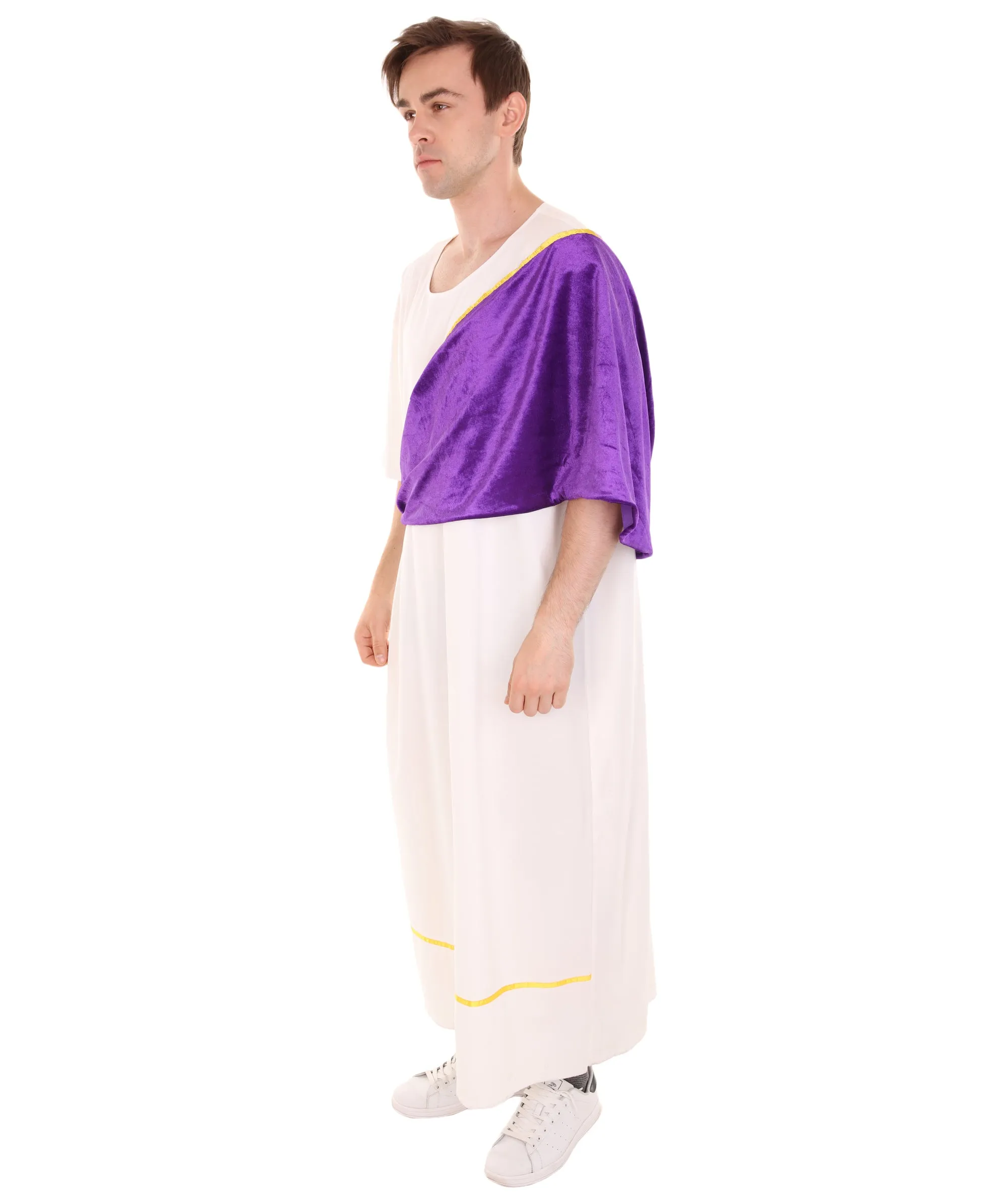 Adult Men's Roman Dictator Historical Costume | White and Purple Cosplay Costume