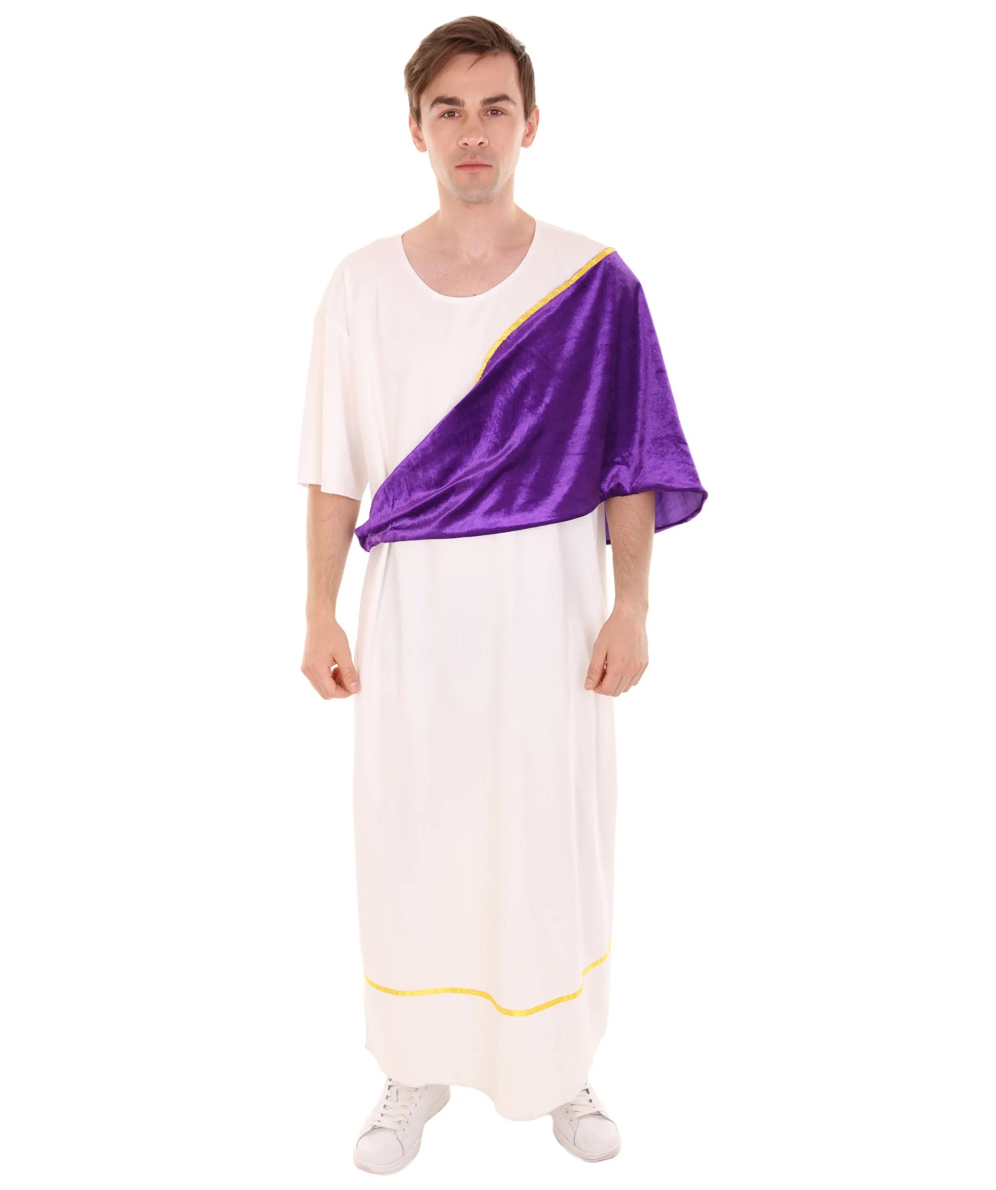 Adult Men's Roman Dictator Historical Costume | White and Purple Cosplay Costume