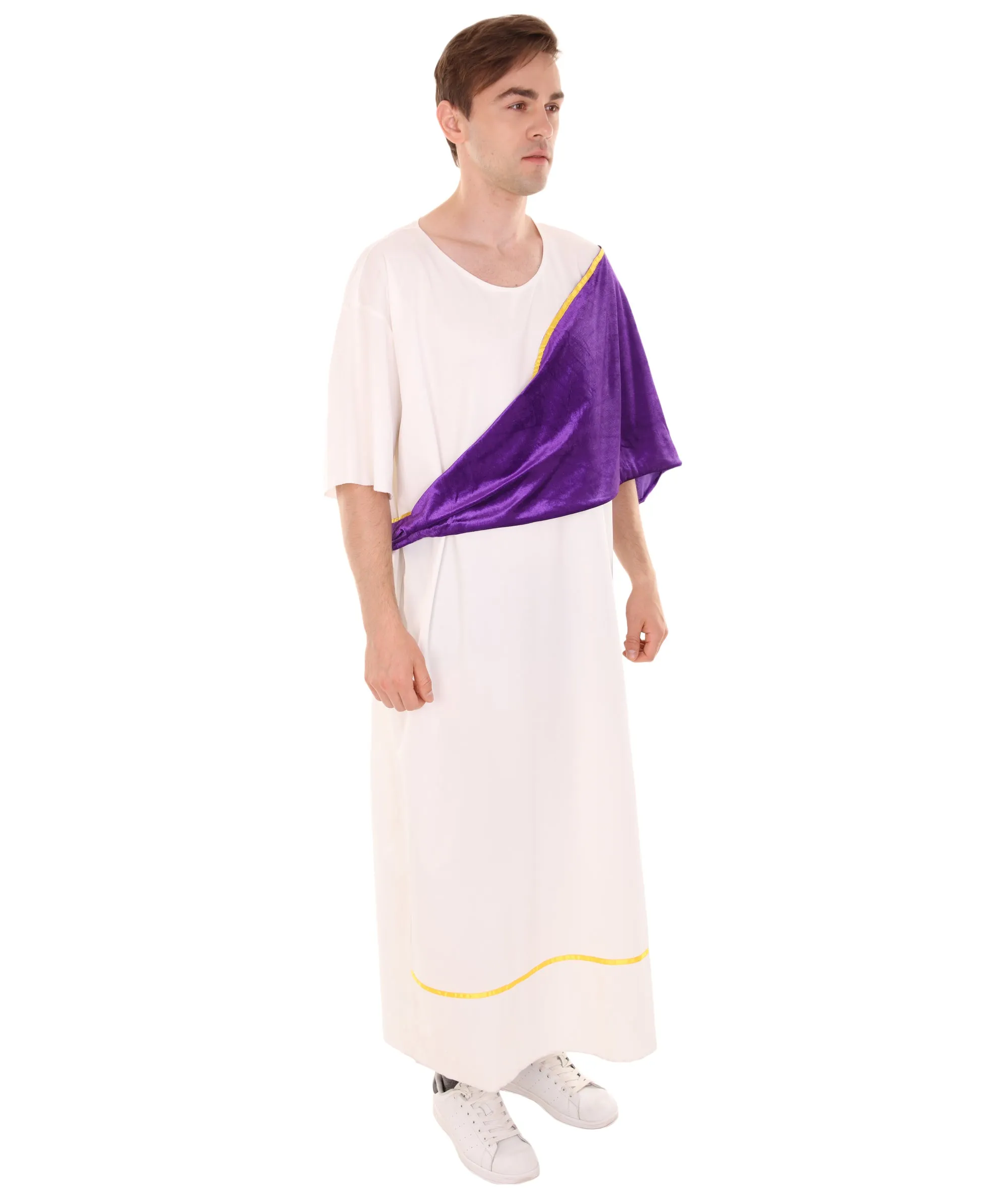Adult Men's Roman Dictator Historical Costume | White and Purple Cosplay Costume