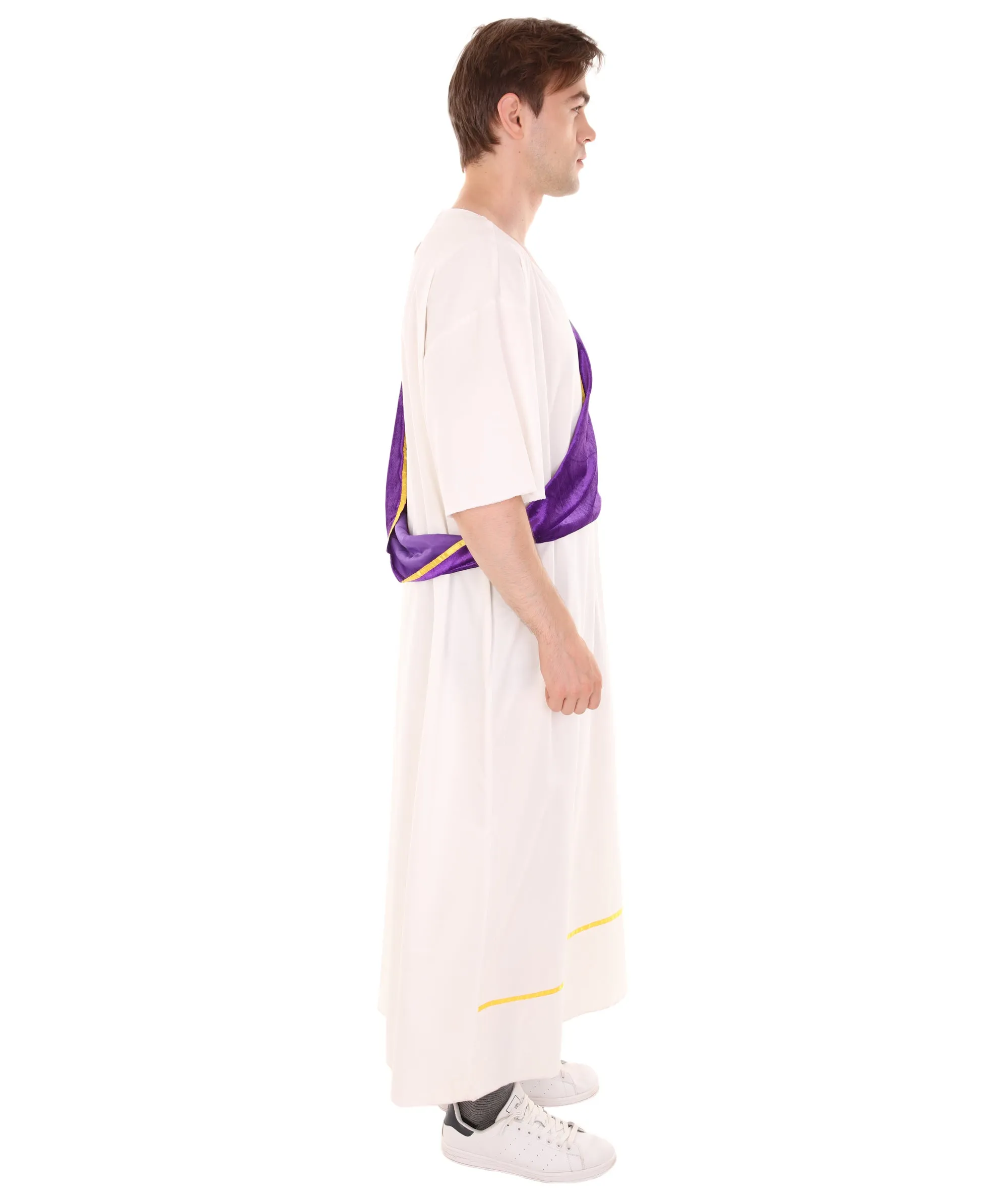 Adult Men's Roman Dictator Historical Costume | White and Purple Cosplay Costume