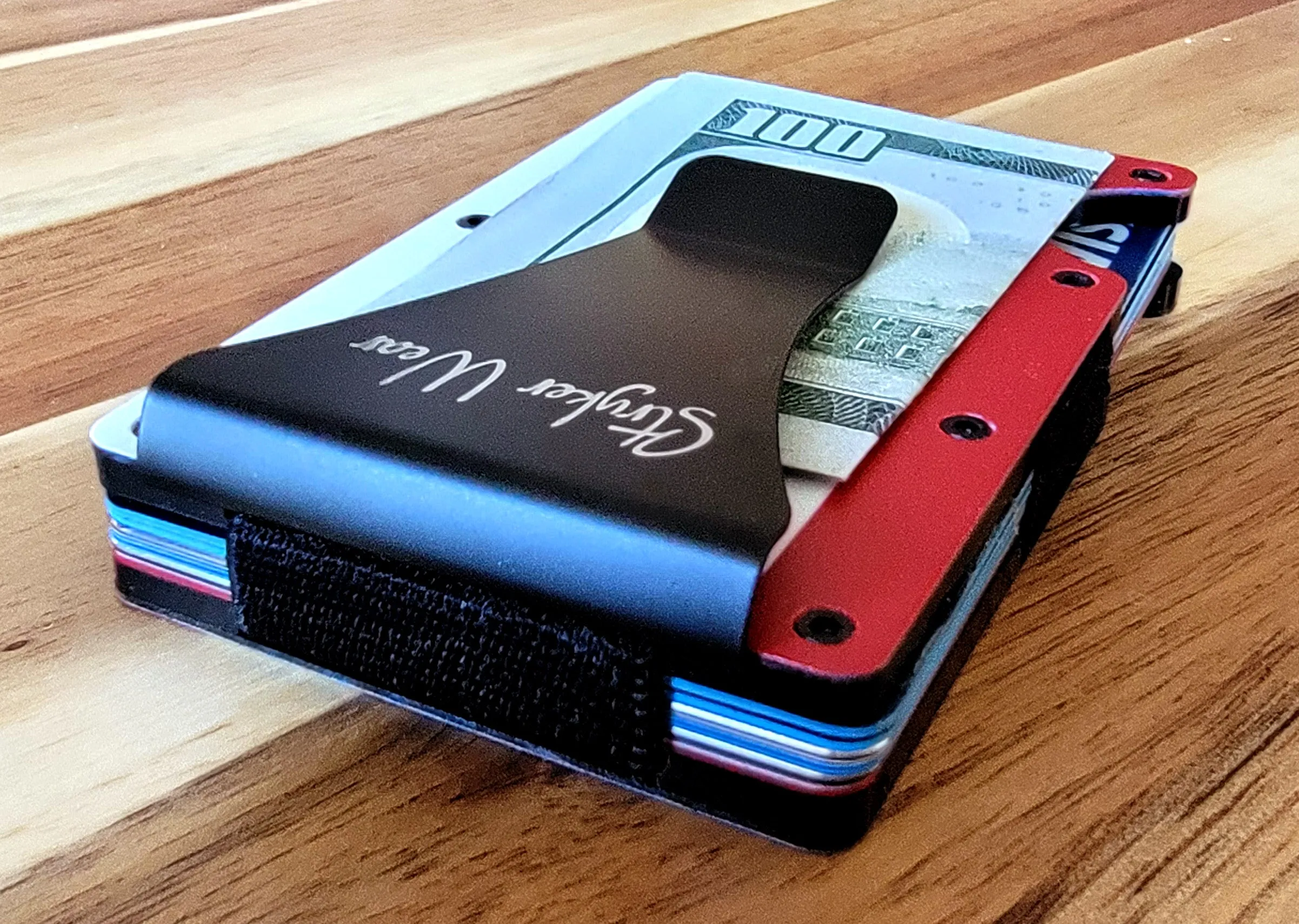 Aluminum RFID Blocking Minimalist Wallet with Vinyl Flag Decal- Veteran Owned