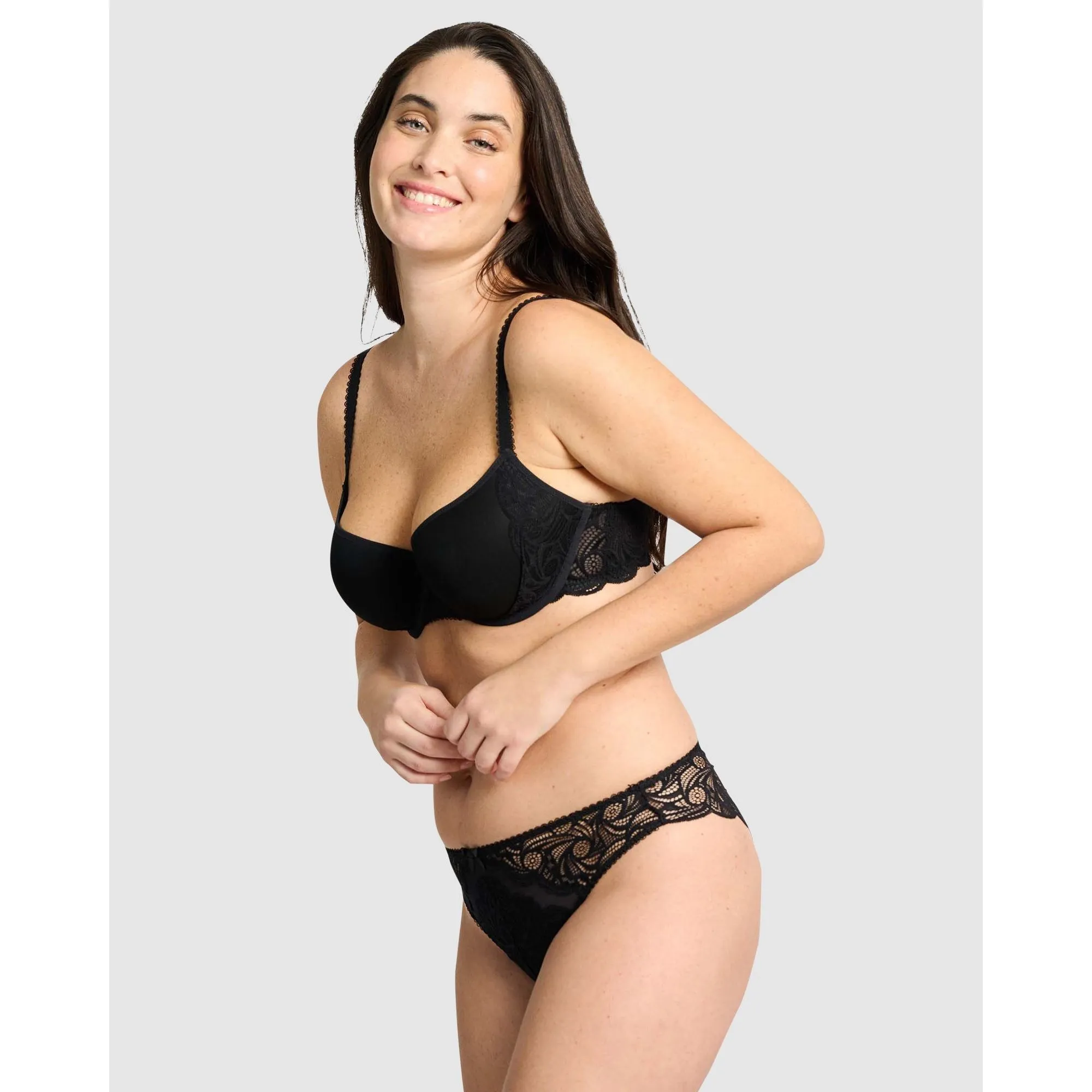 Ariane Lace Brazilian Cut Brief-Black