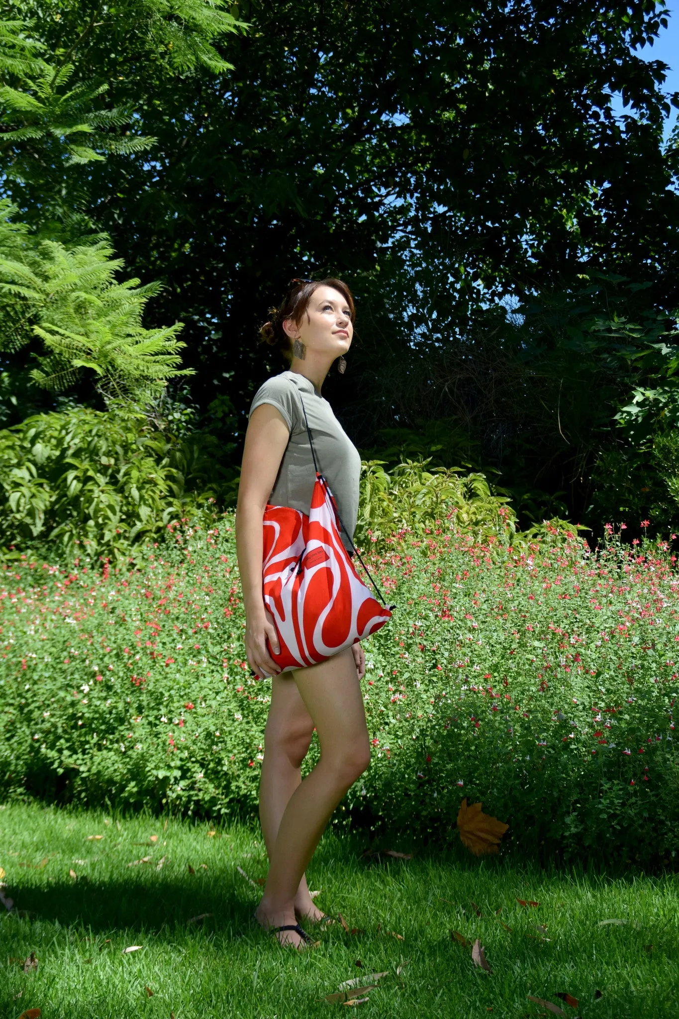 Backpack tote - Vintage Sheridan red swirls