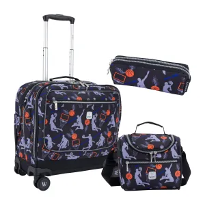 Basketball School Bag Trolley Set of 4(Lunch Bag & Pencil Case) Lunch Box