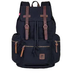 Black Canvas Backpack with Side Pockets