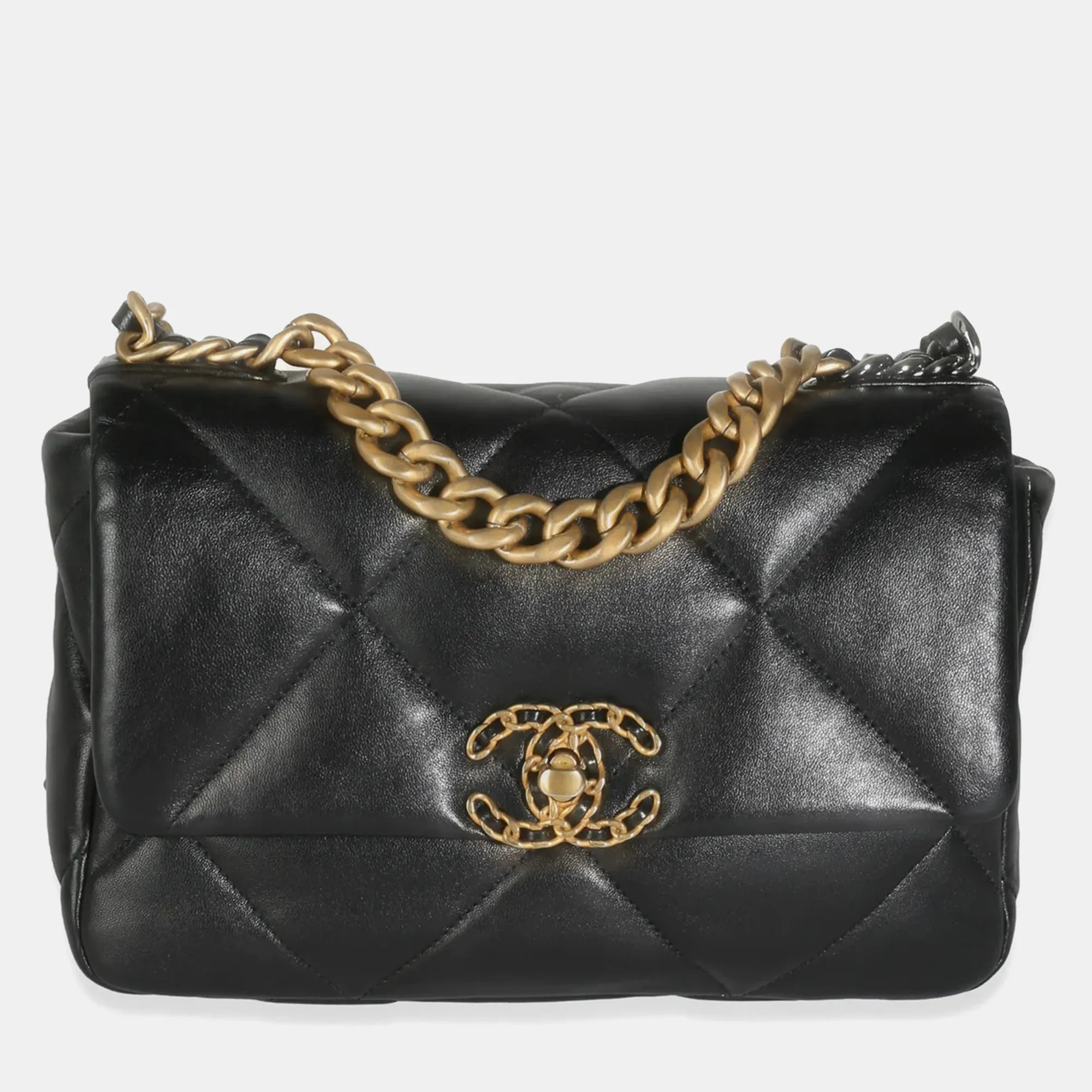 Black Quilted Lambskin Medium 19 Flap Bag