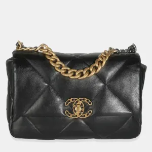Black Quilted Lambskin Medium 19 Flap Bag