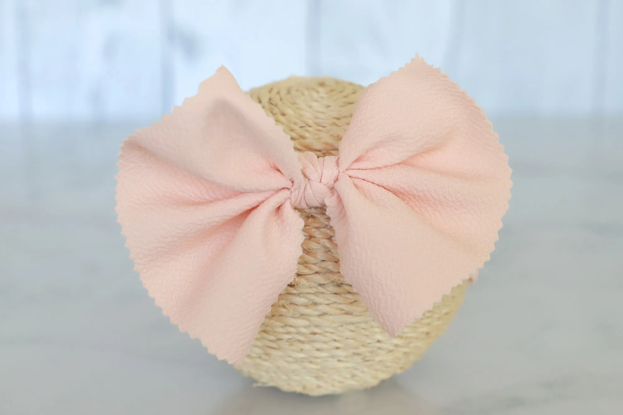 Bow Headband - Textured - Pale Peach