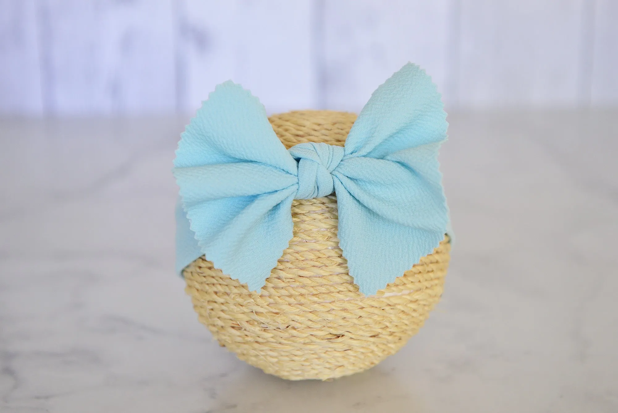 Bow Headband - Textured - Sky Blue