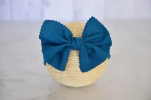 Bow Headband - Textured - Teal