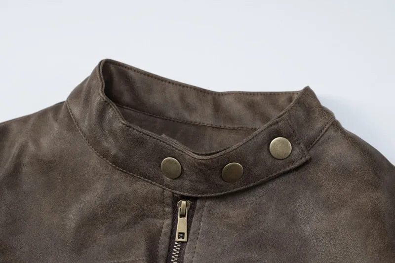 Brown Biker Stylish Faux Leather Jacket