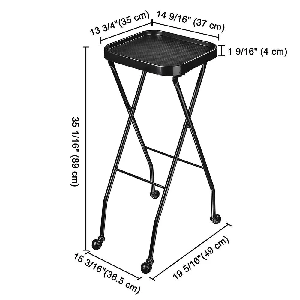 Byootique Folding Salon Tray Cart: Portable Tray with Wheels