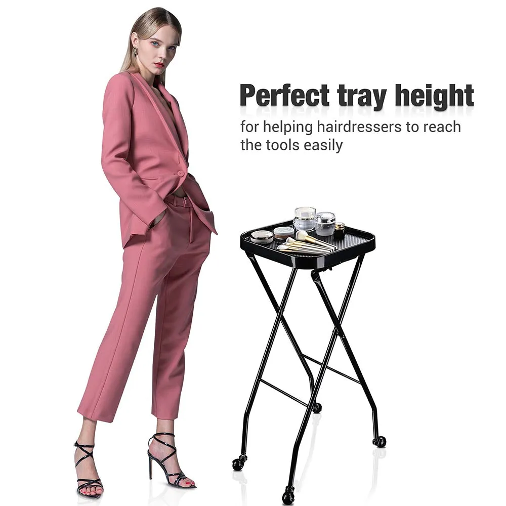 Byootique Folding Salon Tray Cart: Portable Tray with Wheels