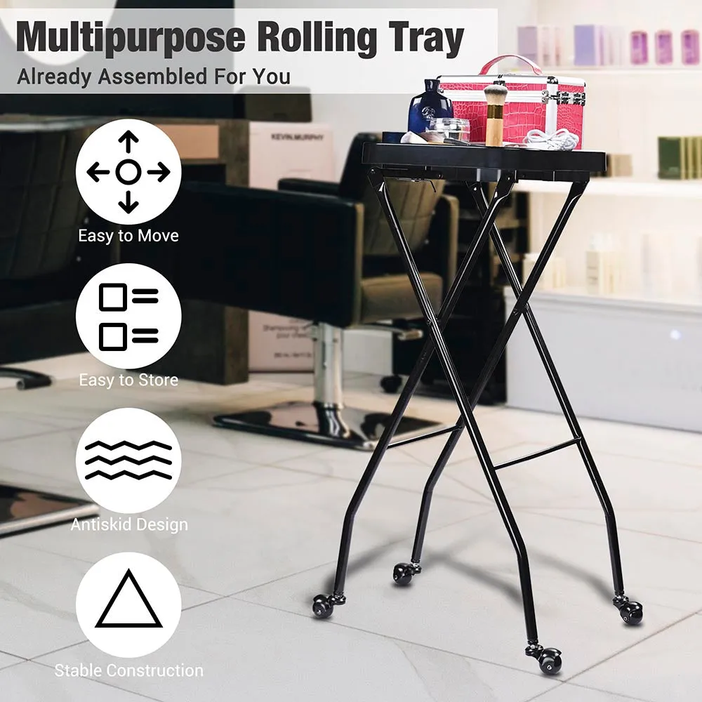Byootique Folding Salon Tray Cart: Portable Tray with Wheels