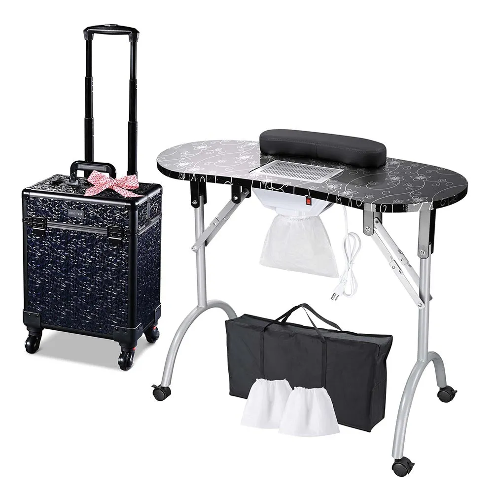 Byootique Portable Manicure Table   Rolling Makeup Case (Medium)