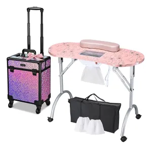 Byootique Portable Manicure Table   Rolling Makeup Case (Medium)