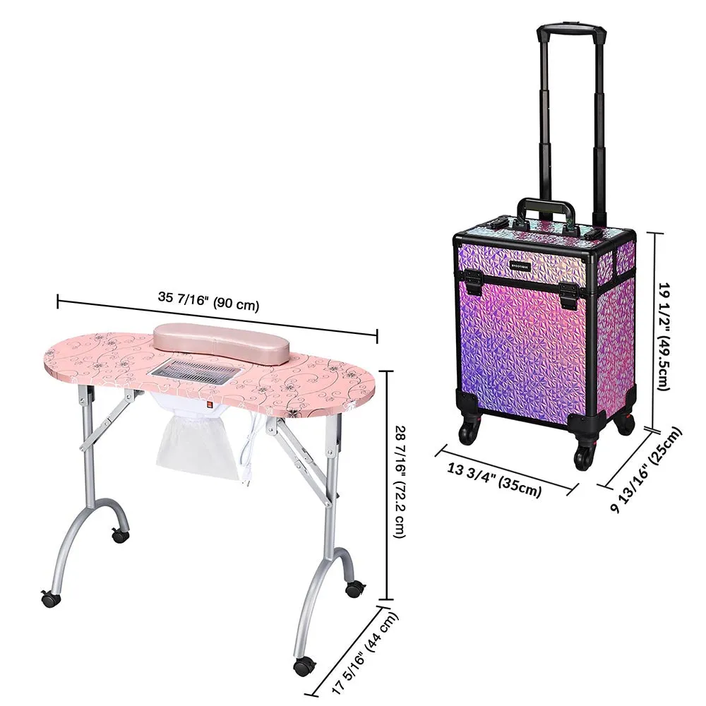 Byootique Portable Manicure Table   Rolling Makeup Case (Medium)