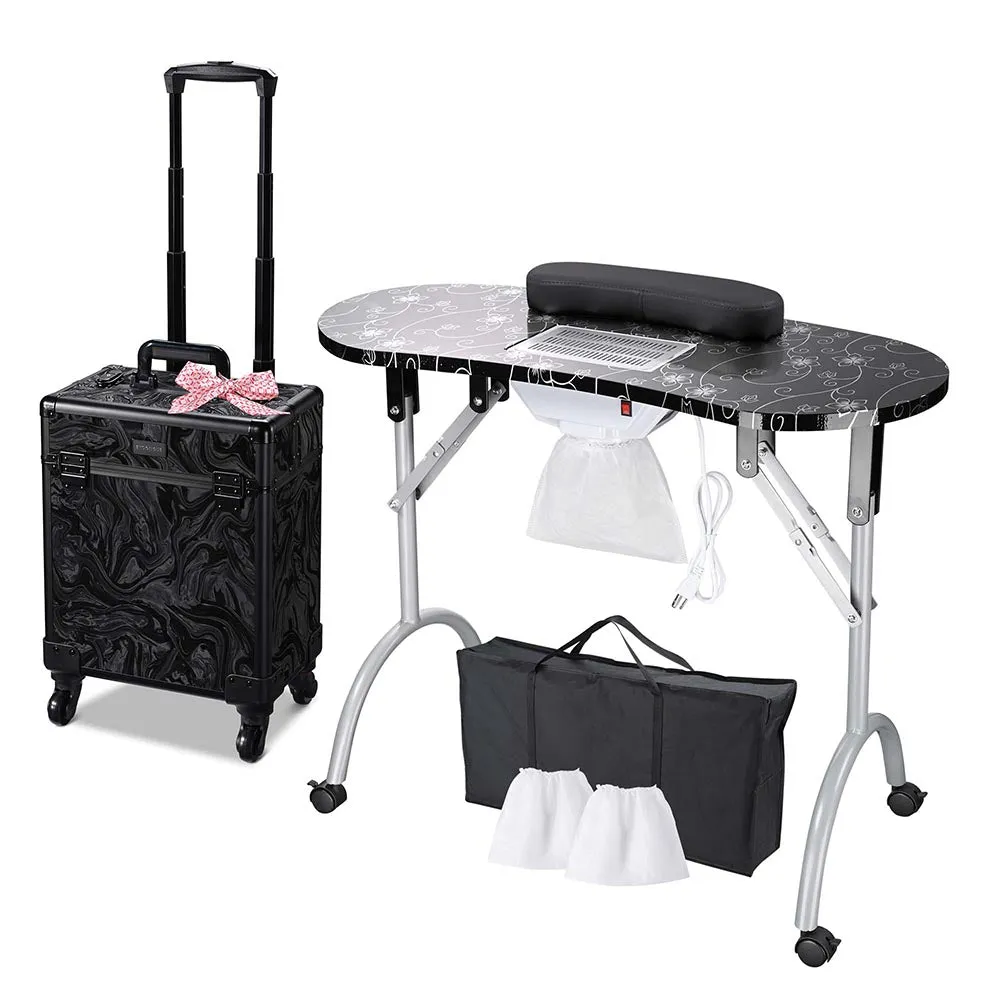 Byootique Portable Manicure Table   Rolling Makeup Case (Medium)