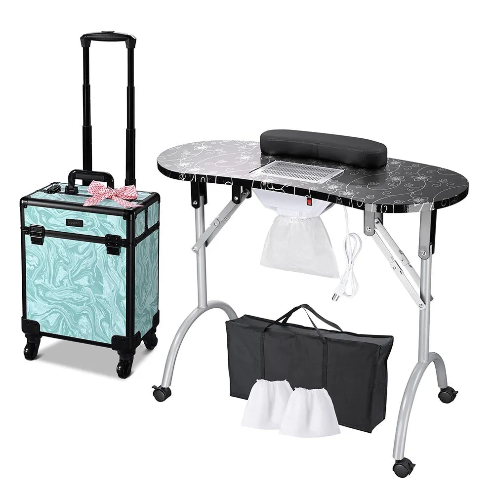 Byootique Portable Manicure Table   Rolling Makeup Case (Medium)