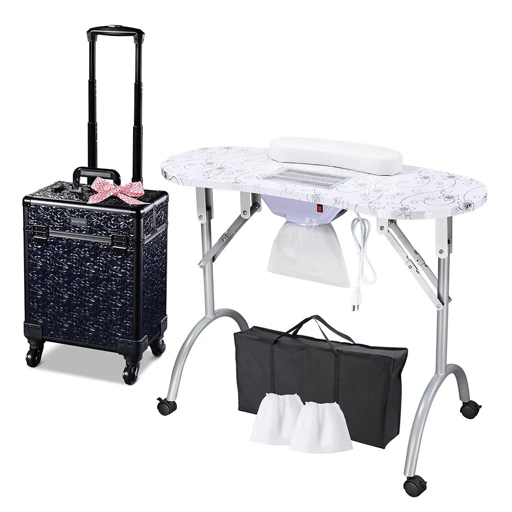 Byootique Portable Manicure Table   Rolling Makeup Case (Medium)