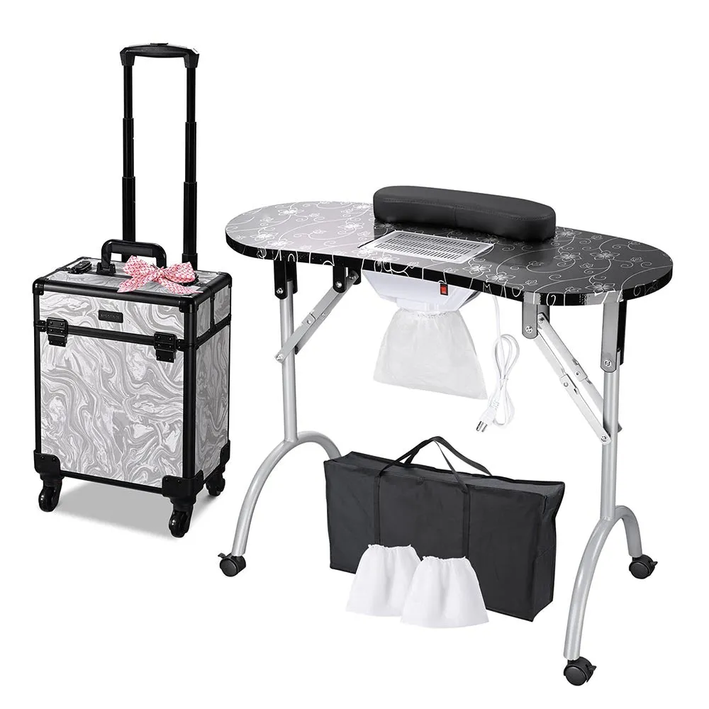 Byootique Portable Manicure Table   Rolling Makeup Case (Medium)