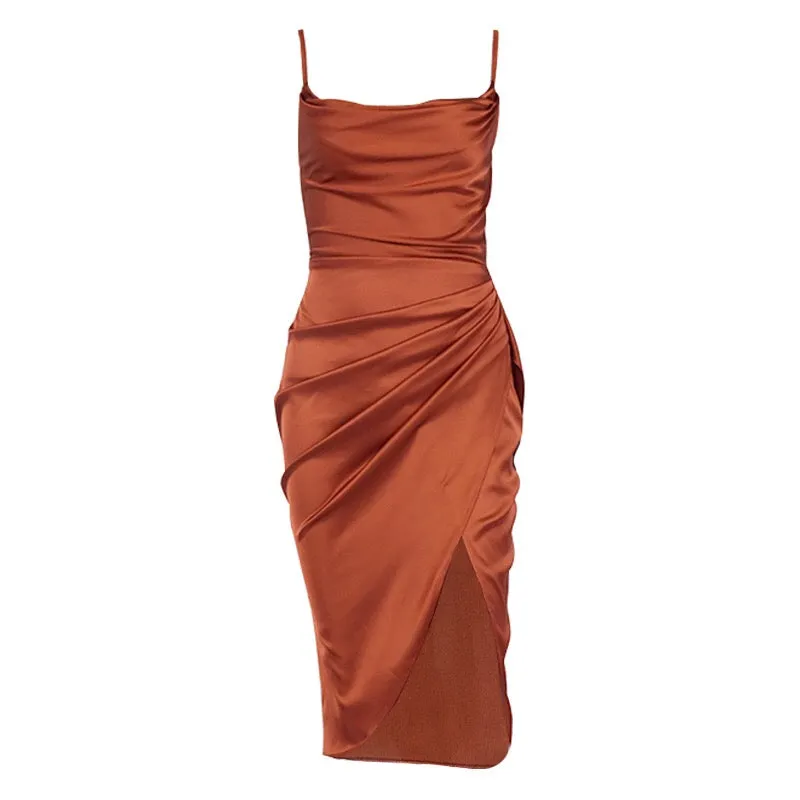 CAROLE SPAGHETTI Stylish STRAP MIDI DRESS