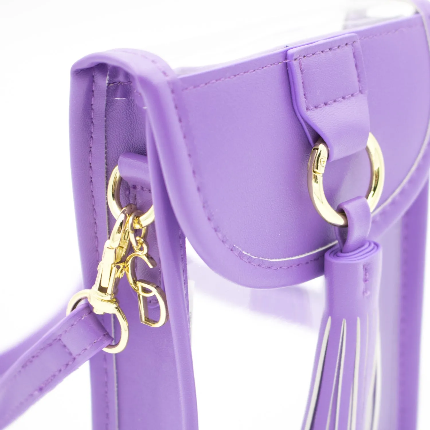 Cell Phone Crossbody - Clear Bag with Purple and Gold Accents