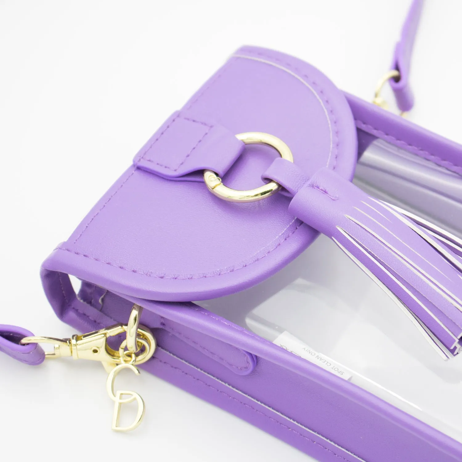 Cell Phone Crossbody - Clear Bag with Purple and Gold Accents