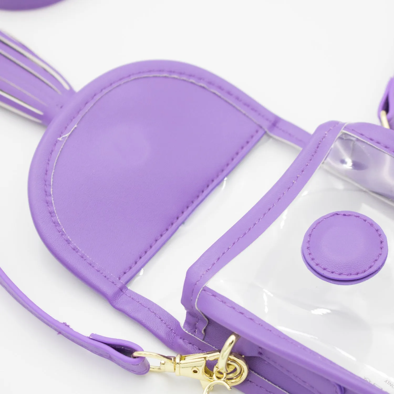 Cell Phone Crossbody - Clear Bag with Purple and Gold Accents