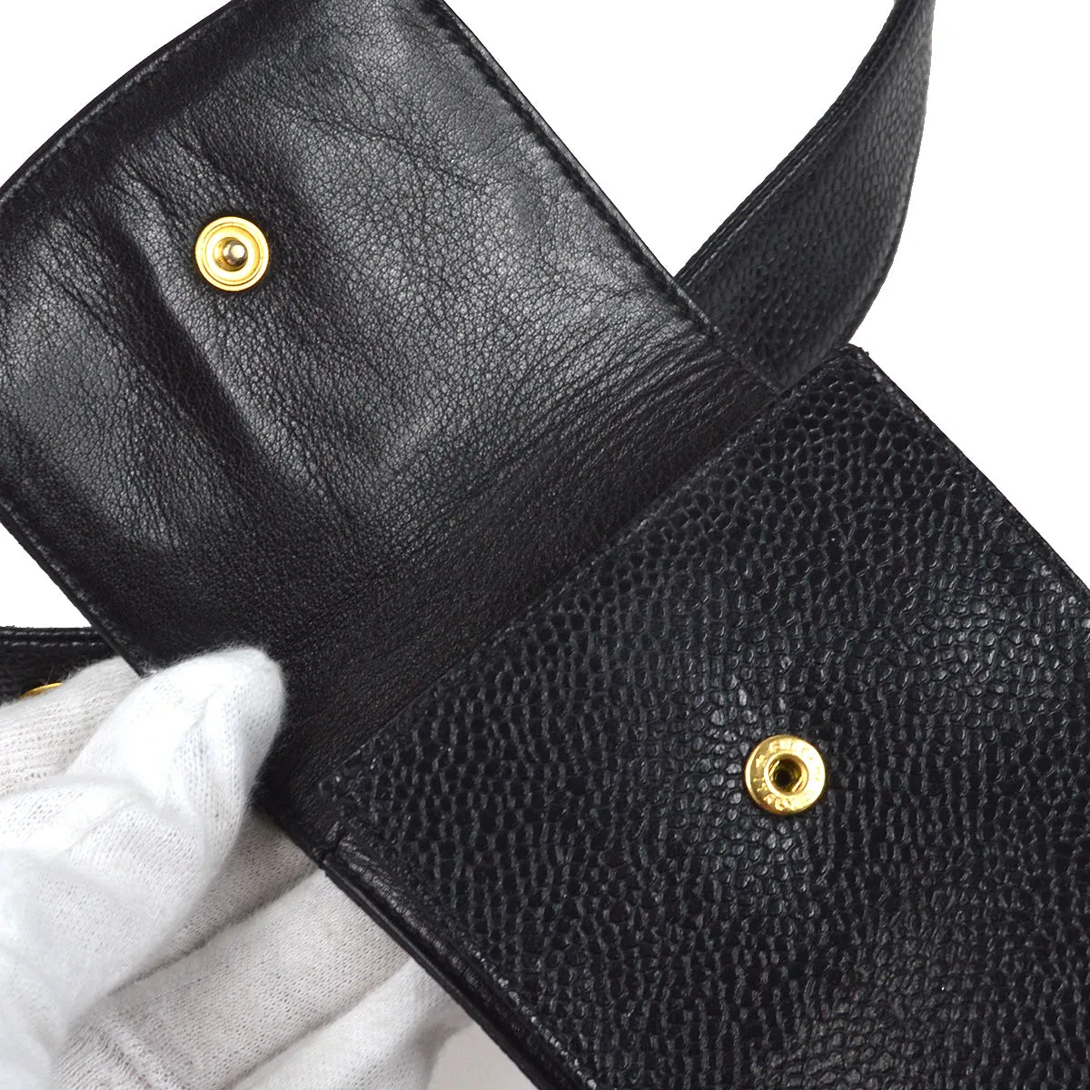 CHANEL 1990s Belt with Multi Bags Black Caviar #80 87907