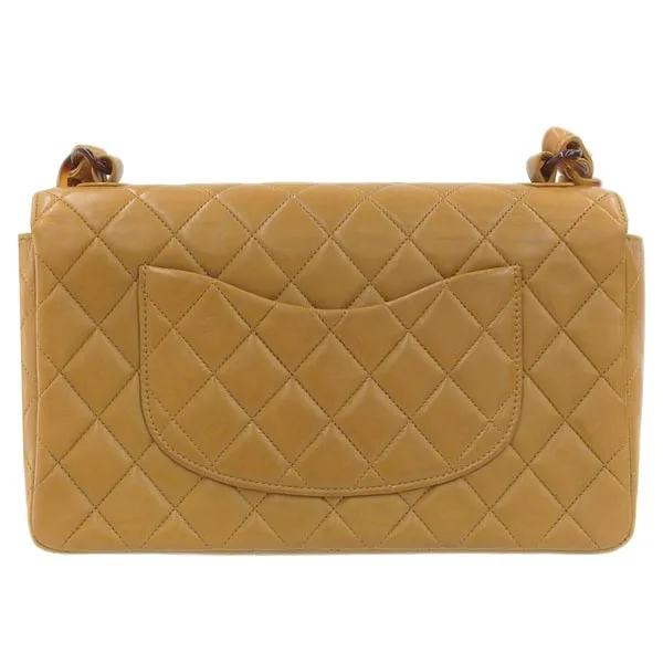 CHANEL Around 1995 Made Tortoiseshell Classic Flap Chain Bag 25Cm Camel